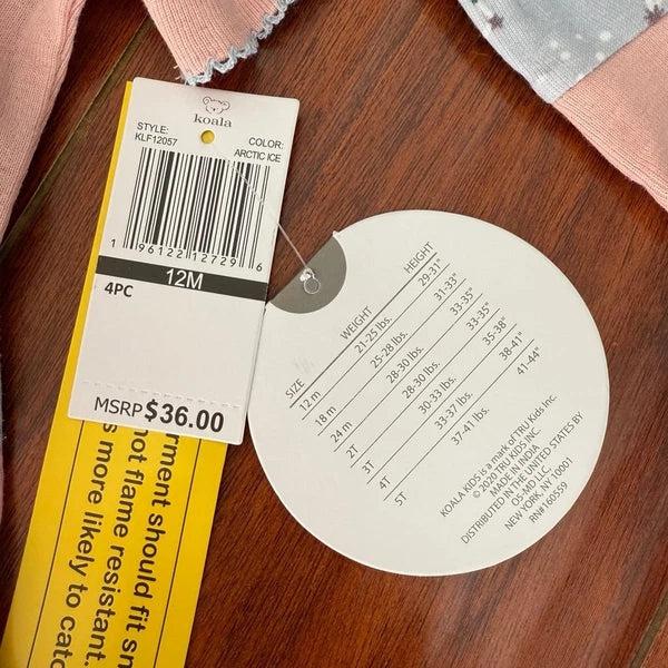 Koala Kids 4pcs Pajama Set 12m