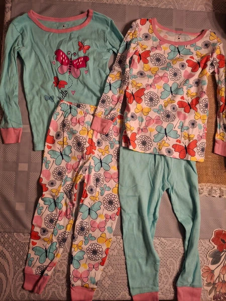 New 4 piece pajama pant and top set 2T