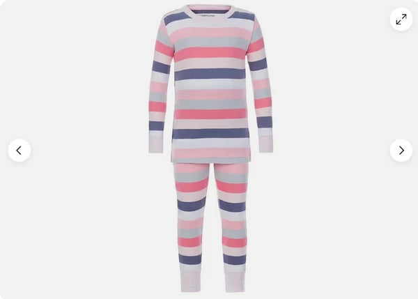 Kirkland Signature kids’ SLOTH AND STRIPE 4 Pc Pajama Set(PINKS/GRAY 3T)NWT