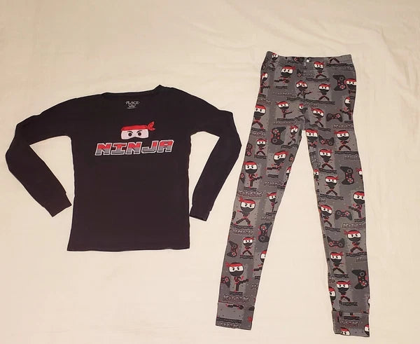 Ninja Sleep PJ set, 2 piece, Boys, CP, Youth size 10, Long Pants, LS shirts