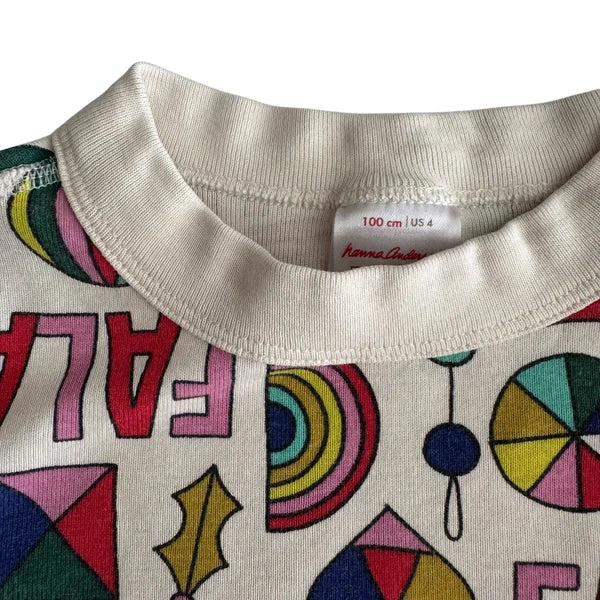 Hanna Andersson Falala Pajama Set Kids Size 4 Holiday Christmas Festive FLAWED