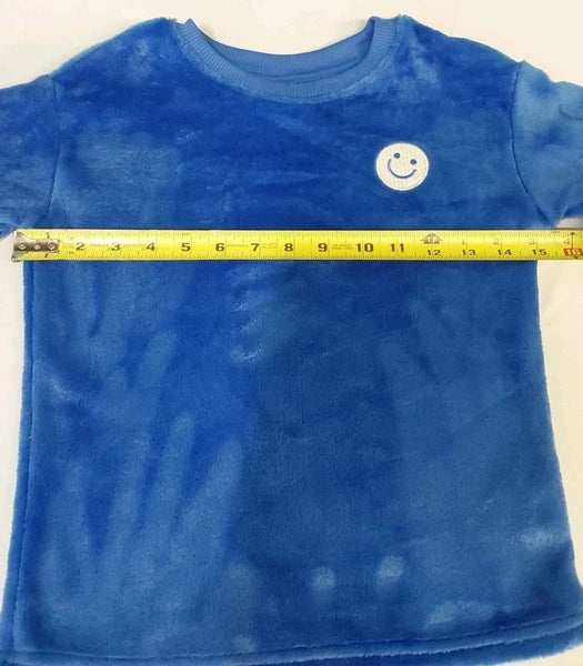 Cat & Jack XS (4/5) Blue 'Smiley Fair Isle' Long Sleeve 2 Piece Fleece Pajama