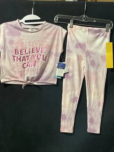 NWT Falls Creek Girls Pink Tie Dye Pajama Set Size 4