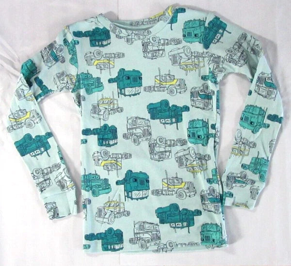 NEW MSRP $22 Boys Carter's 4 Piece TRUCKS Pajamas Set Green Blue Gray - Size 8
