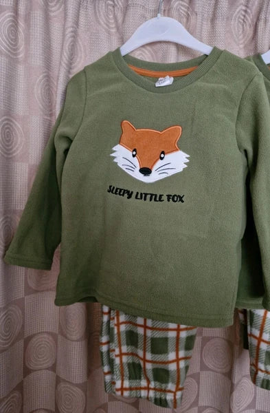 Boys Sleepy Little Fox Pyjamas Age 2-3, 3-4, 5-6, 7-8 Years New with Tags