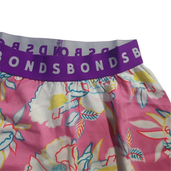 Bonds Kids Size 4 PJ Kids Sleep Short Set Girls Pink with Flowers print