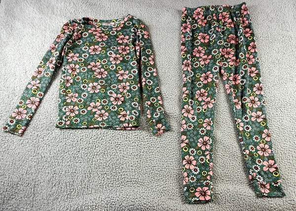 Cat & Jack Green Multicolor Girls Size 14 Floral Stretch Sleepwear Pajama Set