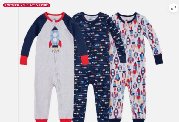 Kids Headquarters Boys 3 Pk Rocket PAJAMA SET (MULTI 12M)NWT