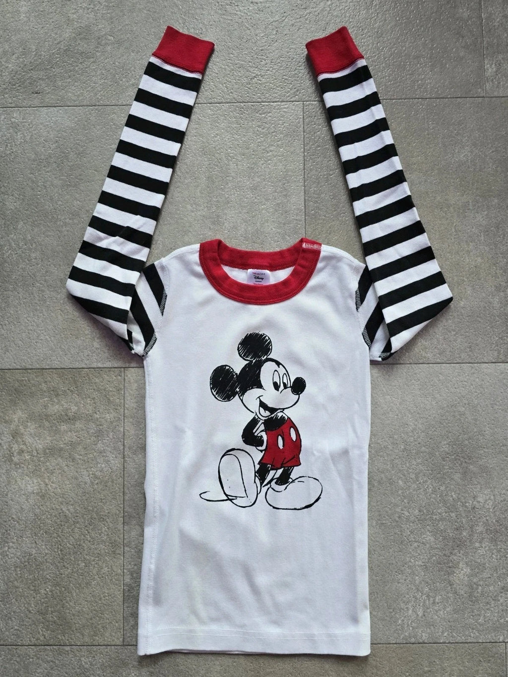 HANNA ANDERSSON DISNEY MICKEY MOUSE ORGANIC LONG JOHN 2 PC STRIPED PAJAMA SET 8