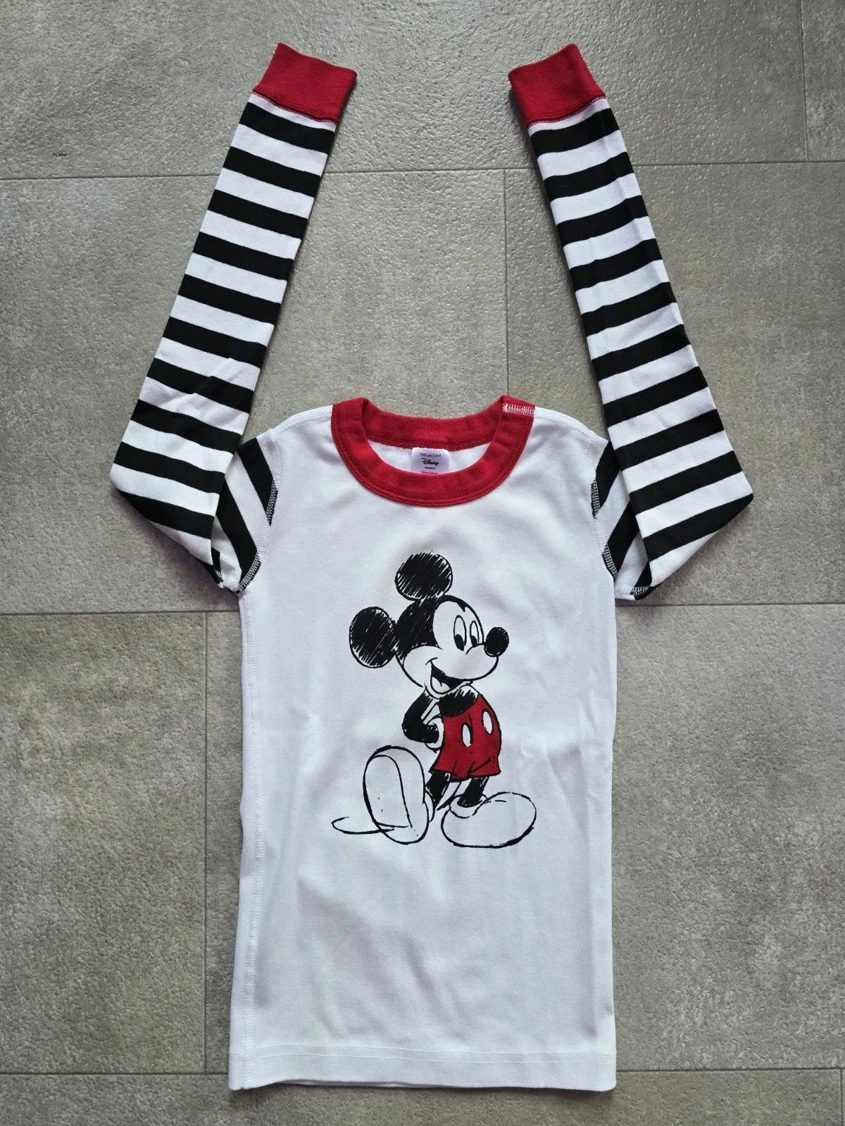 HANNA ANDERSSON DISNEY MICKEY MOUSE ORGANIC LONG JOHN 2 PC STRIPED PAJAMA SET 8