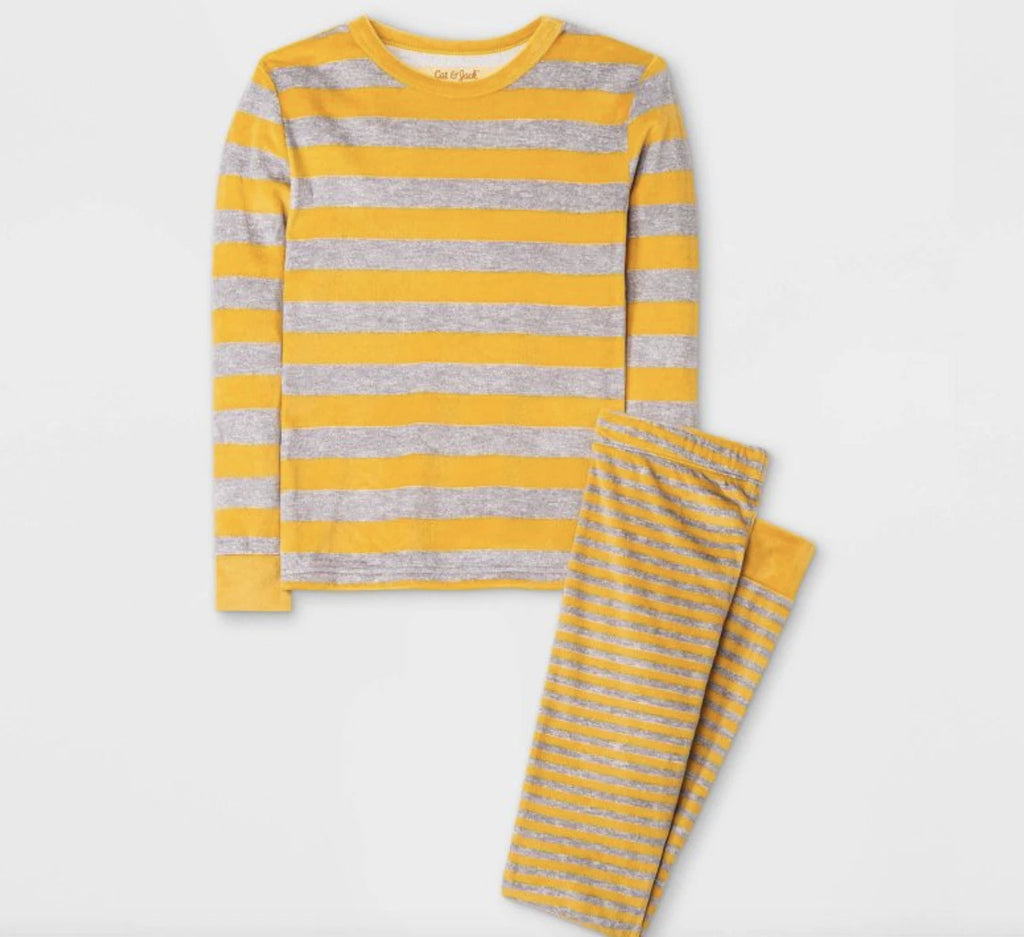 NEW Cat & Jack Kid's Boy's Striped Pajamas Set Yellow/Gray Size 8 FREE SHIPPING