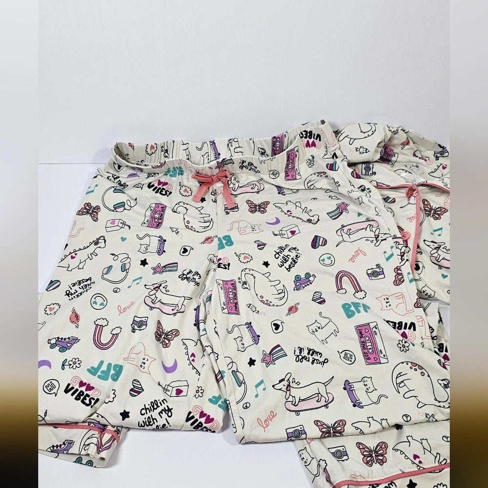 Wonder Nation Cream Pajama Set with Fun Print