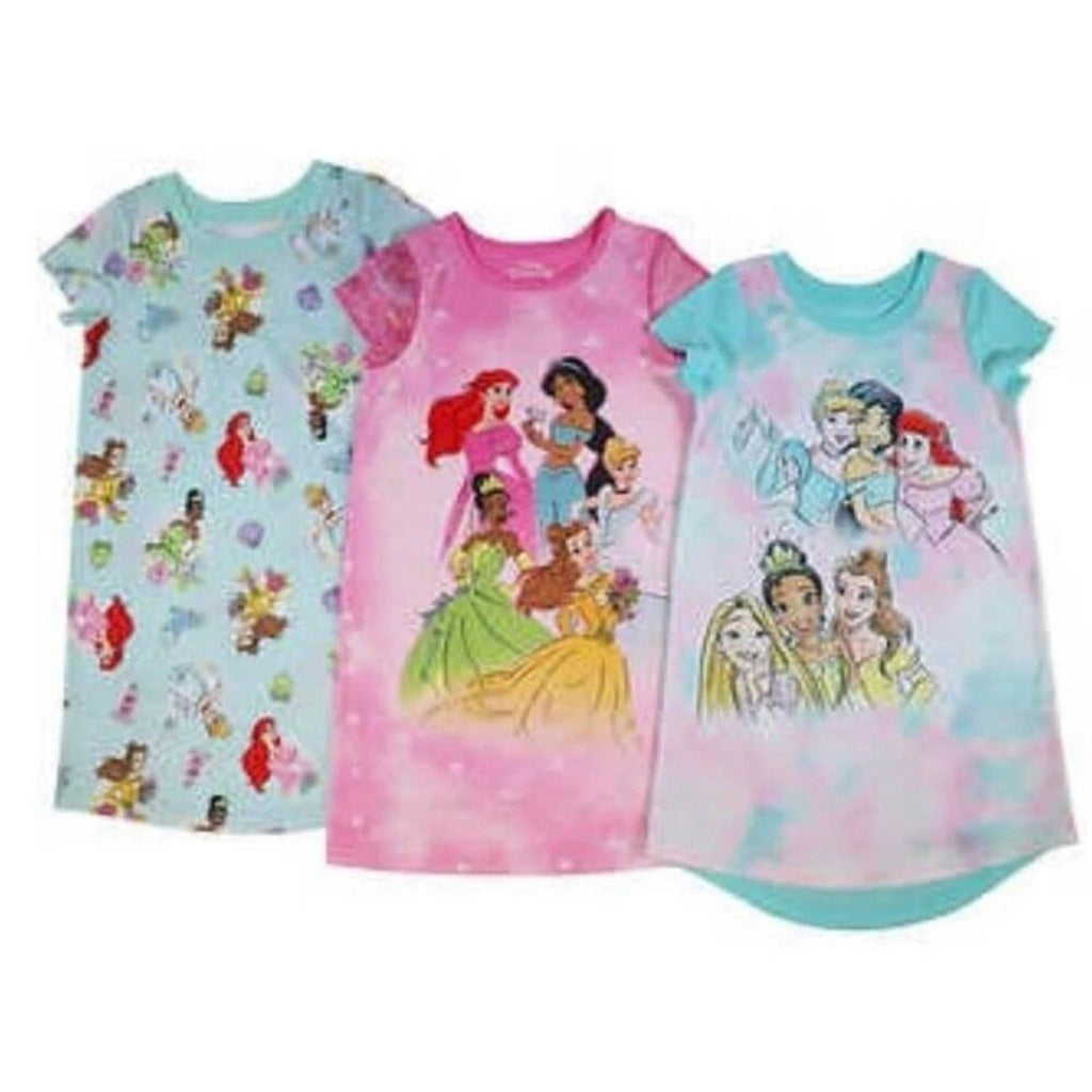 Disney Princess Girl's Pajamas Nightgowns 3 Pack Set Size 6 NWT