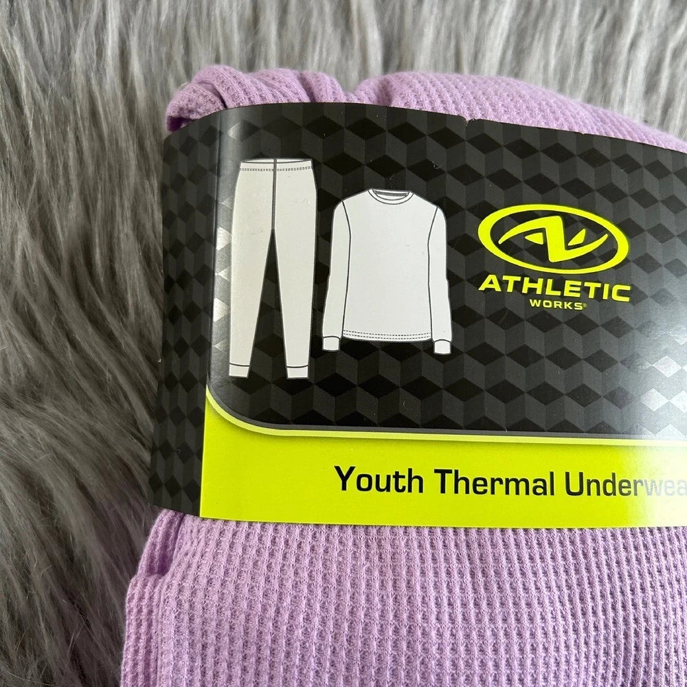 Athletic Works Two Piece Pajama Set Girl Size XXL (18) Purple Thermal Underwear