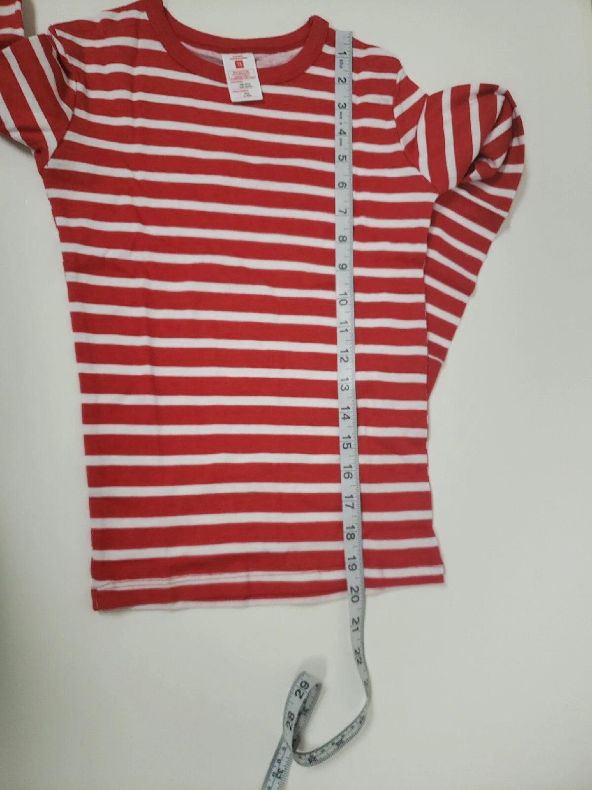 Unbranded Kids 2 Pc Red & White Striped Pajama Set Cotton Elastic Sz 10 NWT