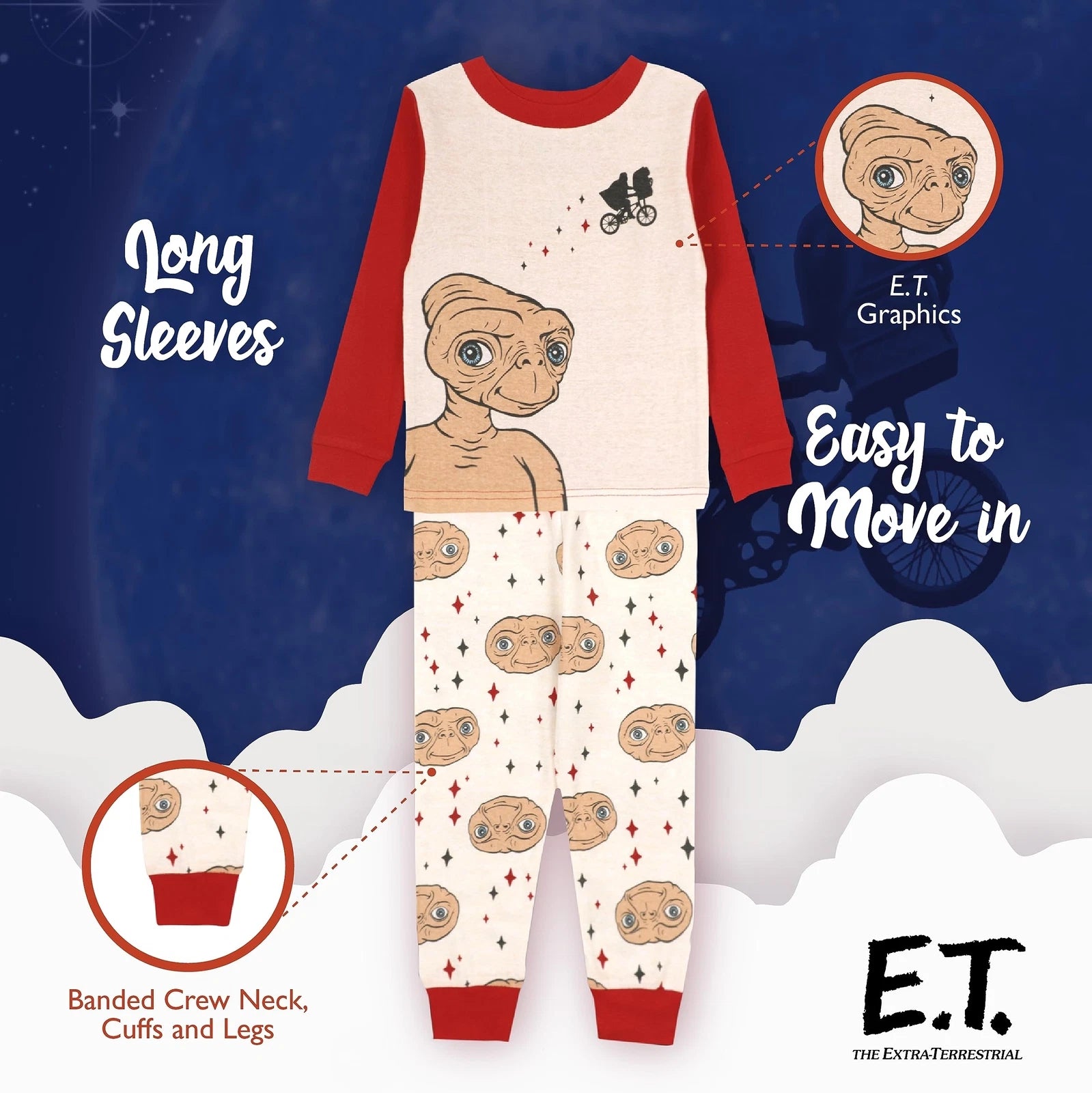 E.T. The Extra-Terrestrial Boys' Little 2-Piece Snug-fit Cotton Pajama Set, (2T)