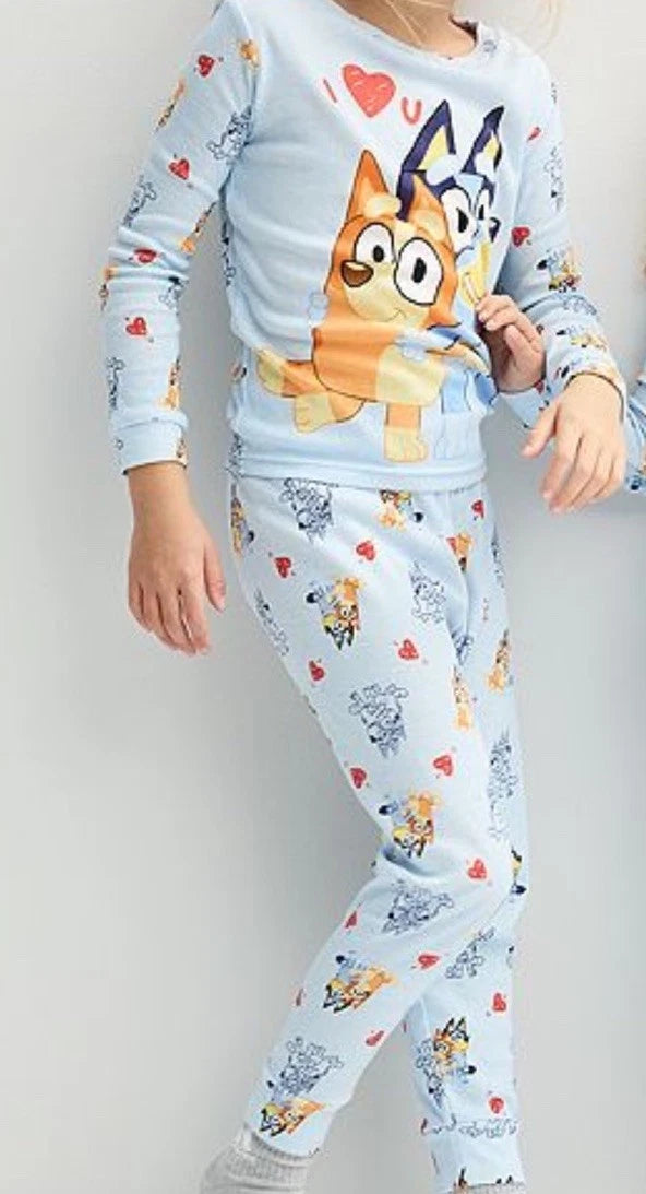 Girl’s BLUEY  " Love U That Much"  Top & Bottom Pajama Set Size 4 NWT
