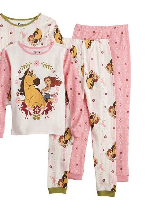 Girl’s SPIRIT UNTAMED Lucky & Spirit Tops & Bottoms Pajama  Set Size 4 NWT