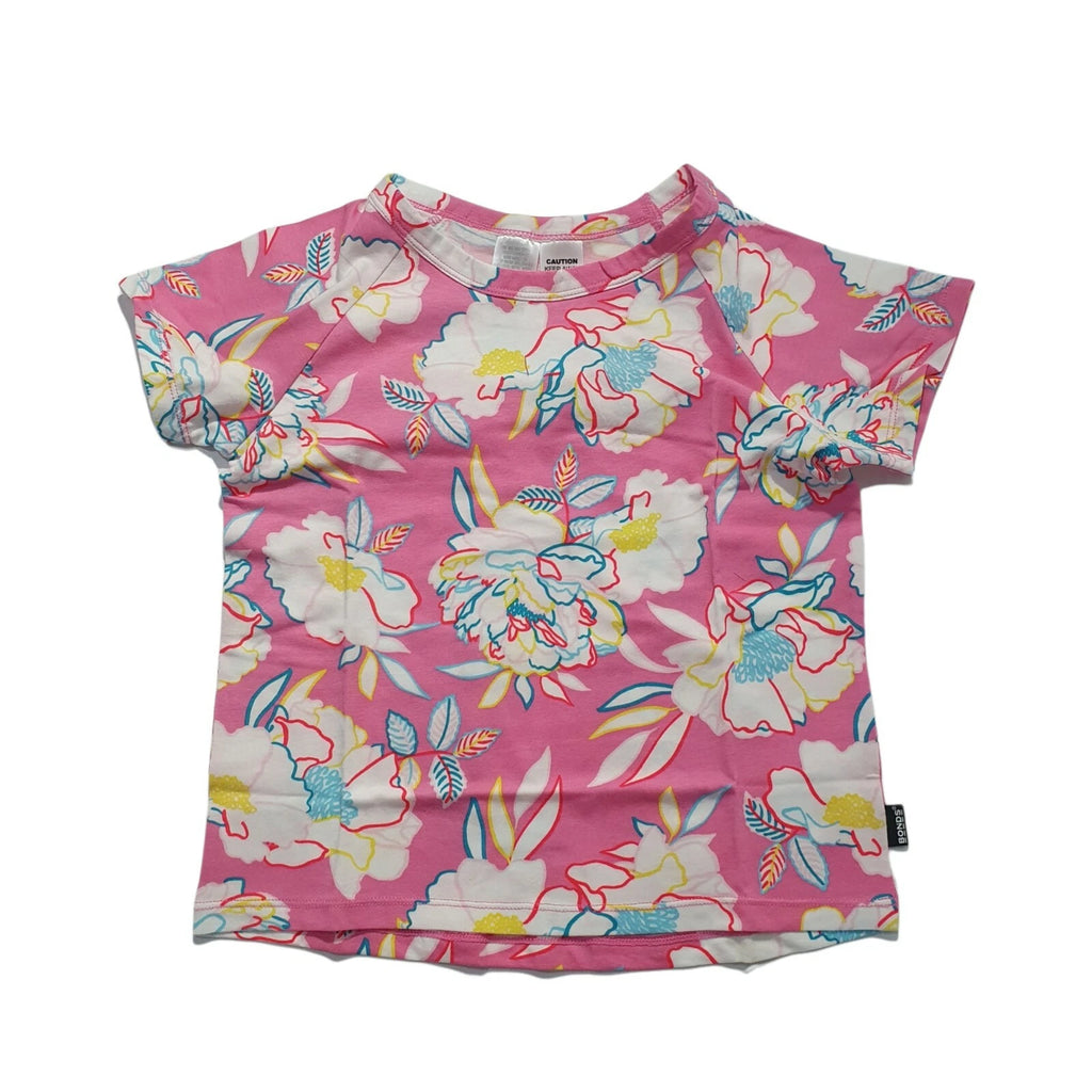 Bonds Kids Size 4 PJ Kids Sleep Short Set Girls Pink with Flowers print