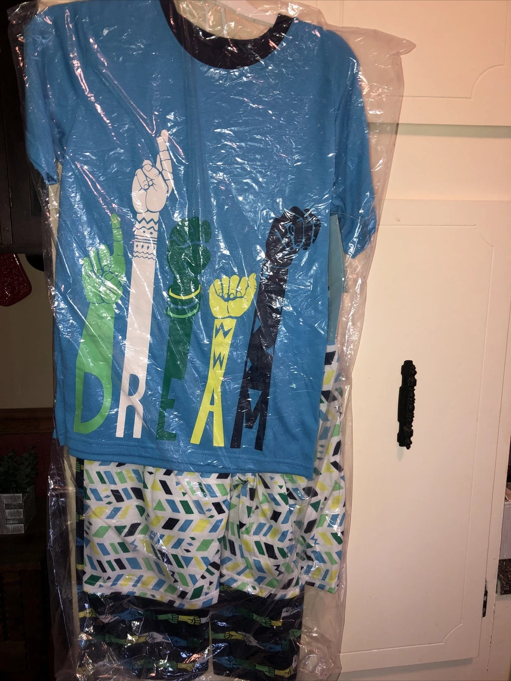Boys 3pc Pajama Set M Medium 8 / 10 Dream Hand Sign Language Pjs NEW