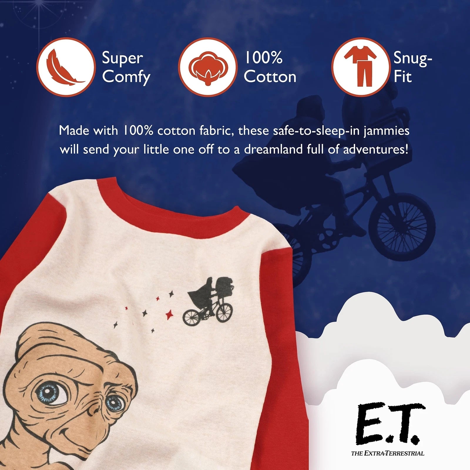 E.T. The Extra-Terrestrial Boys' Little 2-Piece Snug-fit Cotton Pajama Set, (2T)