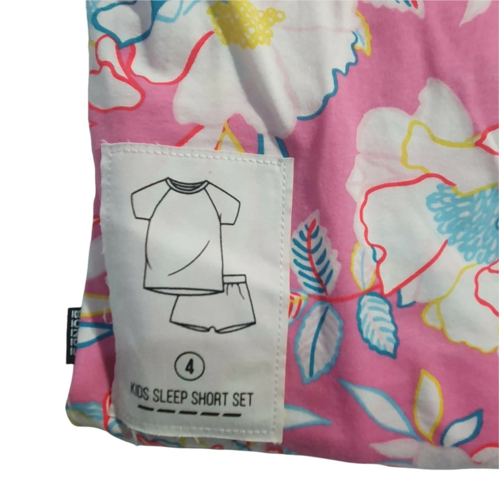 Bonds Kids Size 4 PJ Kids Sleep Short Set Girls Pink with Flowers print