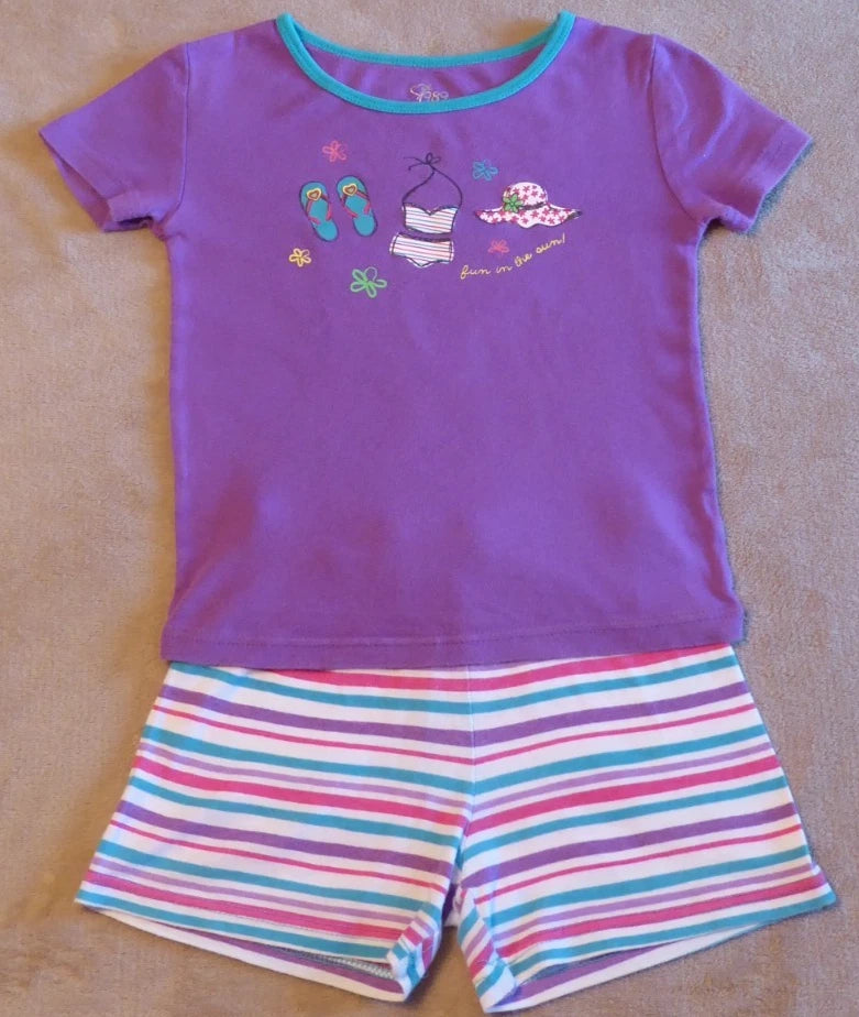 Girl's Pajama set Size 6-Children's Place Short Sleeve/Shorts Purple, striped