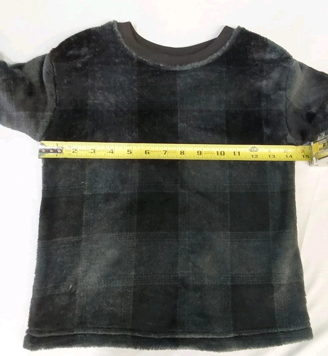 Boys Cat & Jack XS (4/5) Black Plaid 2 Piece Fleece Pajama