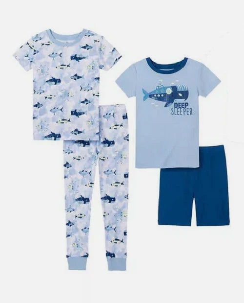 Kids Headquarters BOYS 4-piece DEEP SLEEPER Cotton Pajama Set(BLUE TONAL 5)NWT