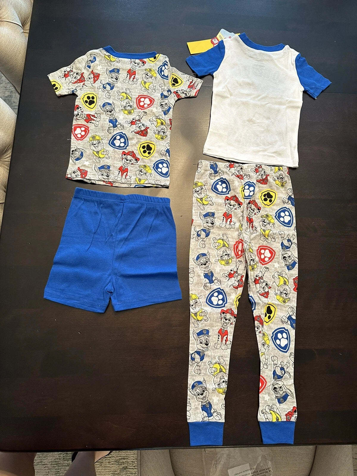 FREE SHIPPING 4T: Paw Patrol Boys Pajama Set 4-Piece Cotton Set Grey NEW