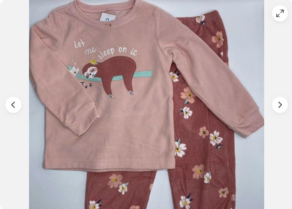 Carters GIRLS 3-Piece Sleep Set Sloth Long Sleeve Pajamas Flowers(PINKS 8)NWT