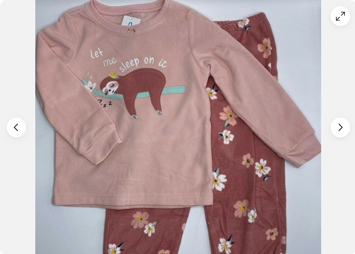 Carters GIRLS 3-Piece Sleep Set Sloth Long Sleeve Pajamas Flowers(PINKS 8)NWT