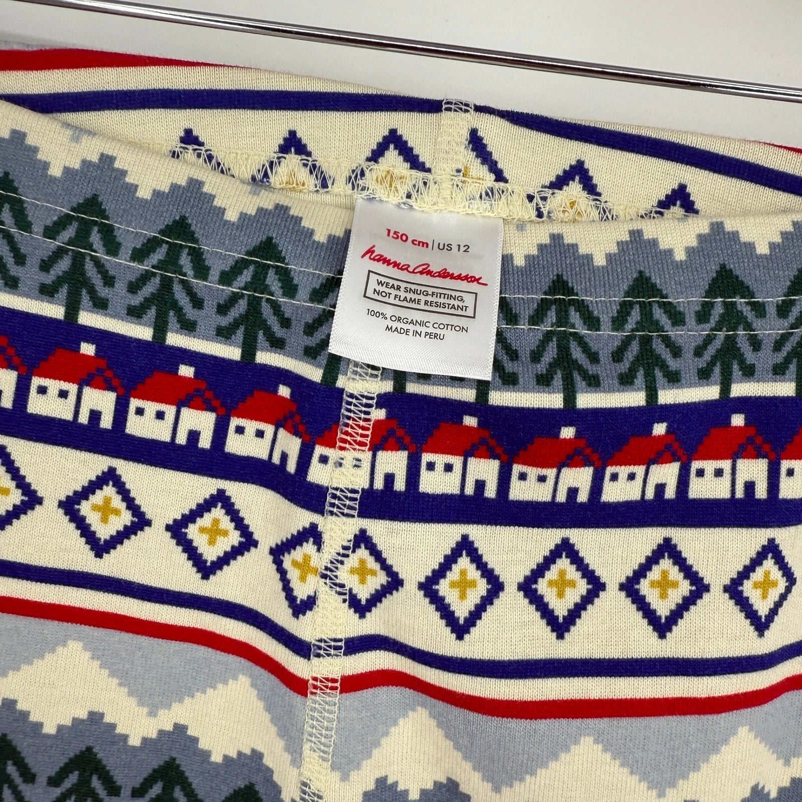 Hanna Andersson Holiday Mountain Village Pajama Set Long Sleeve Top Pants 12