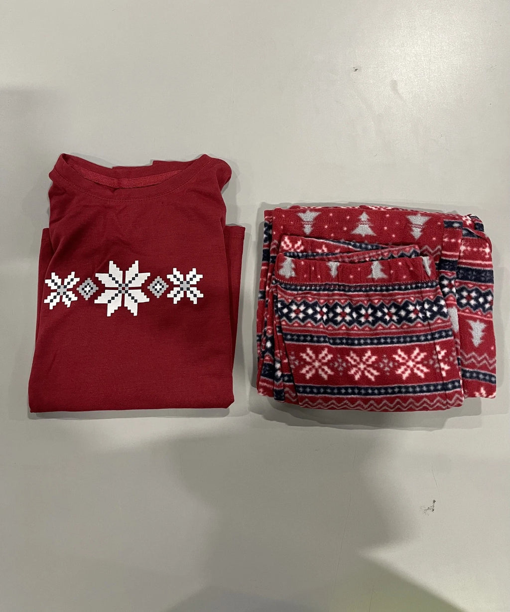 CUDDL DUDS KIDS 2 PIECE PAJAMAS SET - SIZE: YOUTH M(8) - RED