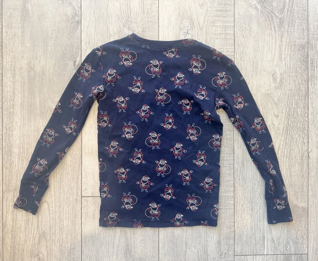 Gap Kids Sz 10 Kids Santa Claus Pajamas PJs Christmas Holidays Blue 2 Pieces