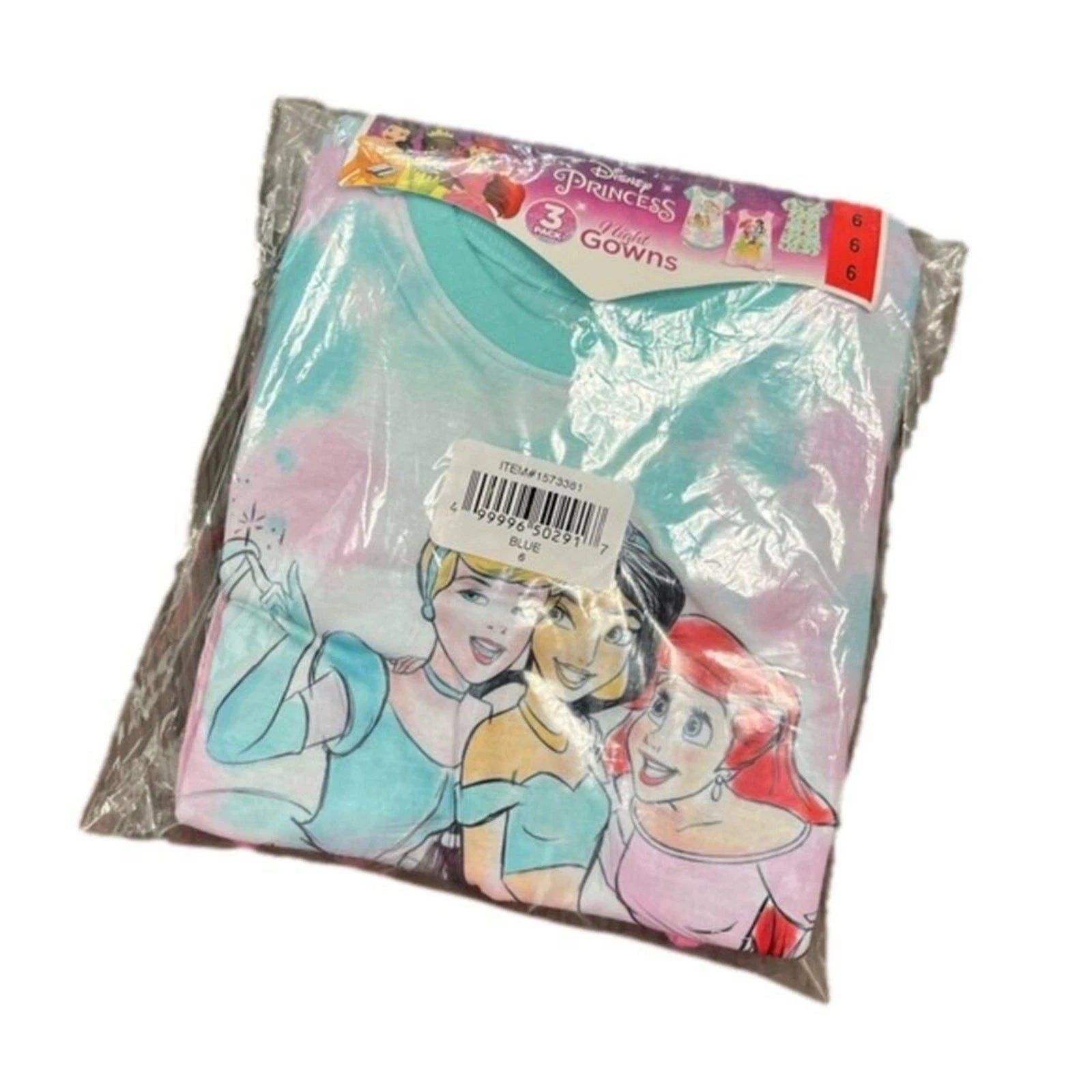 Disney Princess Girl's Pajamas Nightgowns 3 Pack Set Size 6 NWT