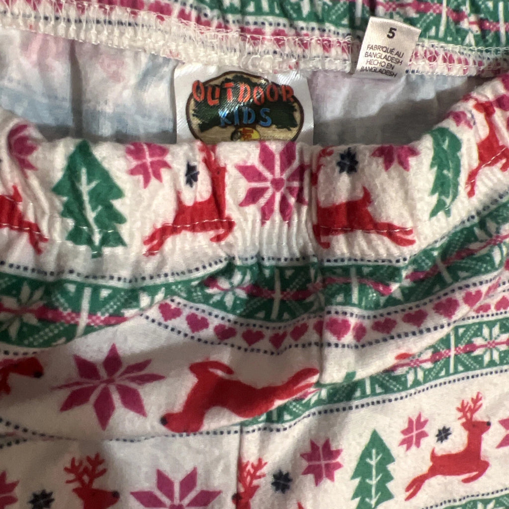 Bass Pro Shops outdoor Kids Holiday Pajama Set Top & Pants Girls Size 5