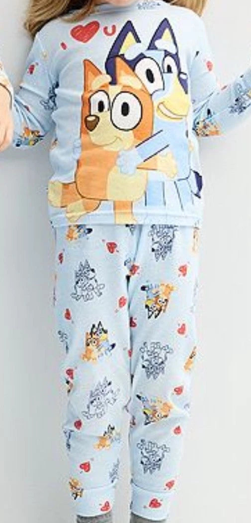 Girl’s BLUEY  " Love U That Much"  Top & Bottom Pajama Set Size 4 NWT