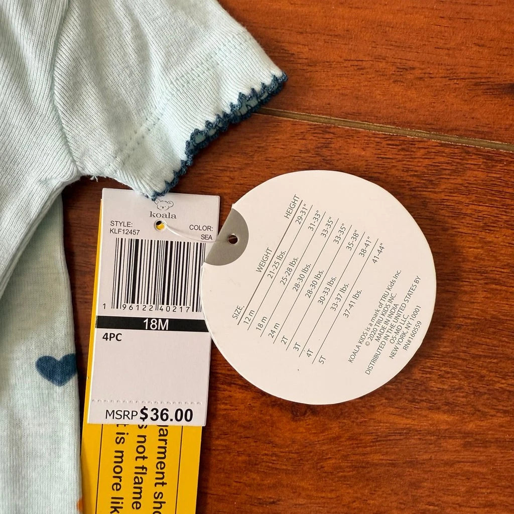 Koala Kids 4 pc Pajama Set 12m