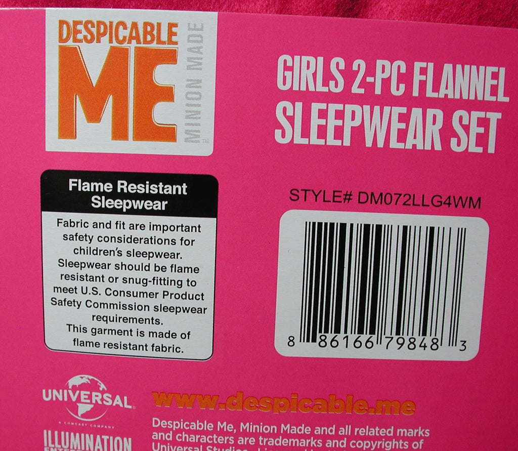 New Girls DESPICABLE ME Minions 2 pc  Pink Flannel Pajamas Sleepwear Set 4/5