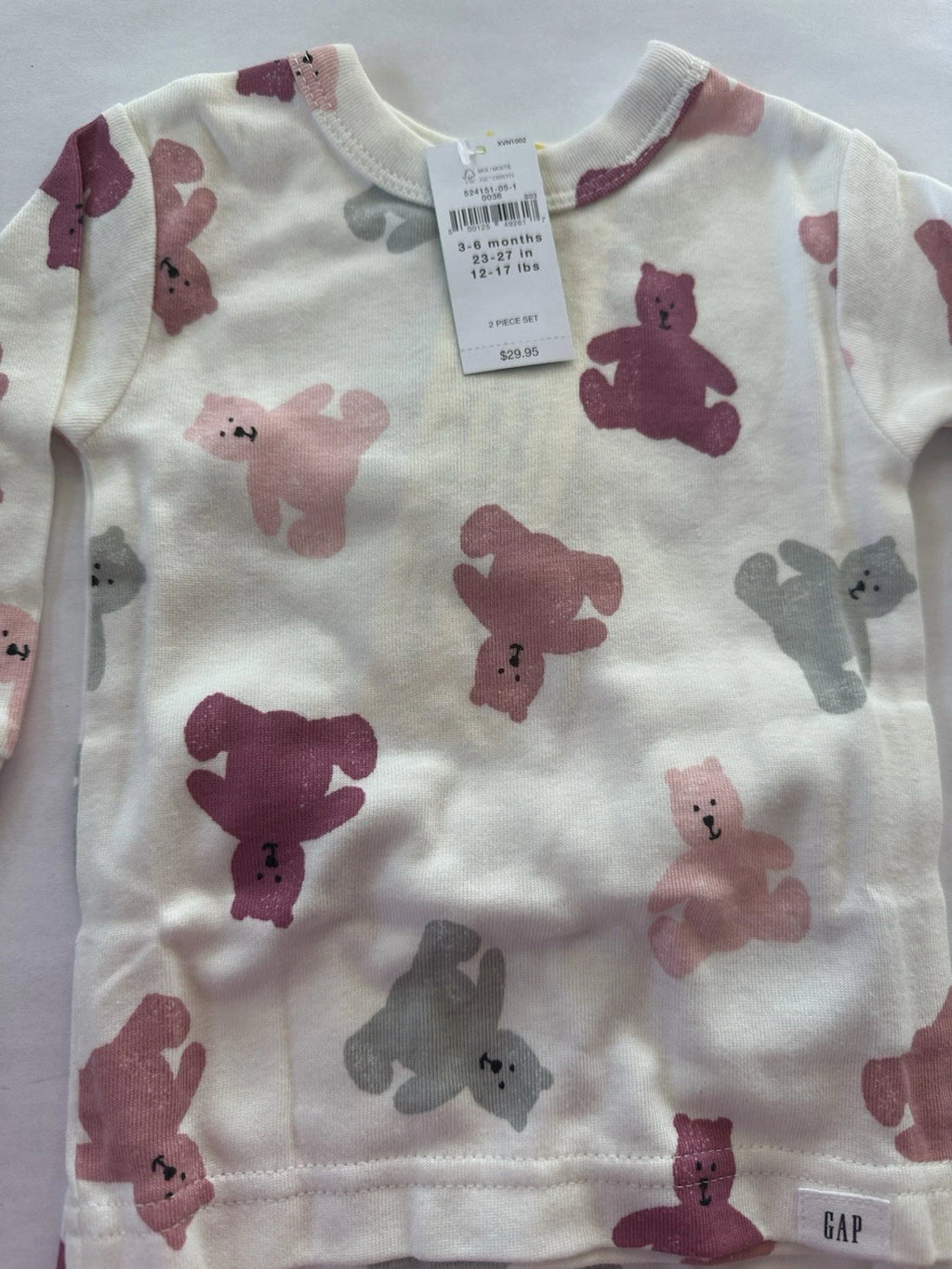 Baby Gap Pajama Set Baby Girl Size 3-6 Months Teddy Bears NWT
