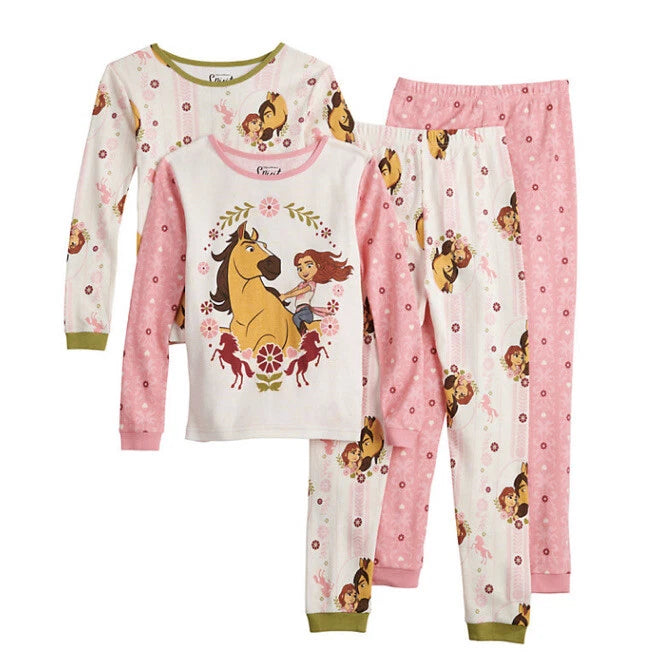 Girl’s SPIRIT UNTAMED Lucky & Spirit Tops & Bottoms Pajama  Set Size 4 NWT