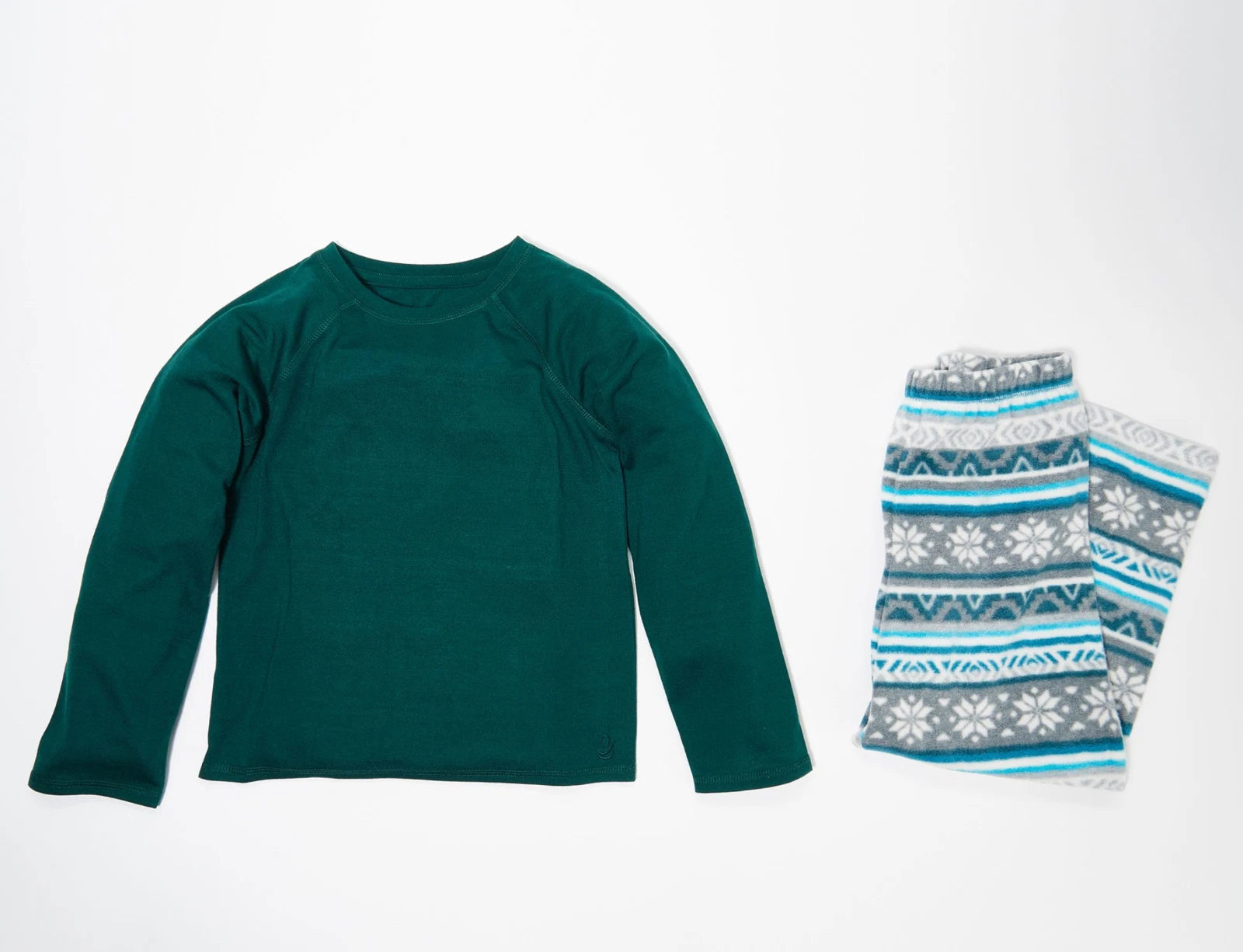 Cuddl Duds Children's Fleecewear Stretch Pajama Set Pine Green X-Small (4/5) Sz