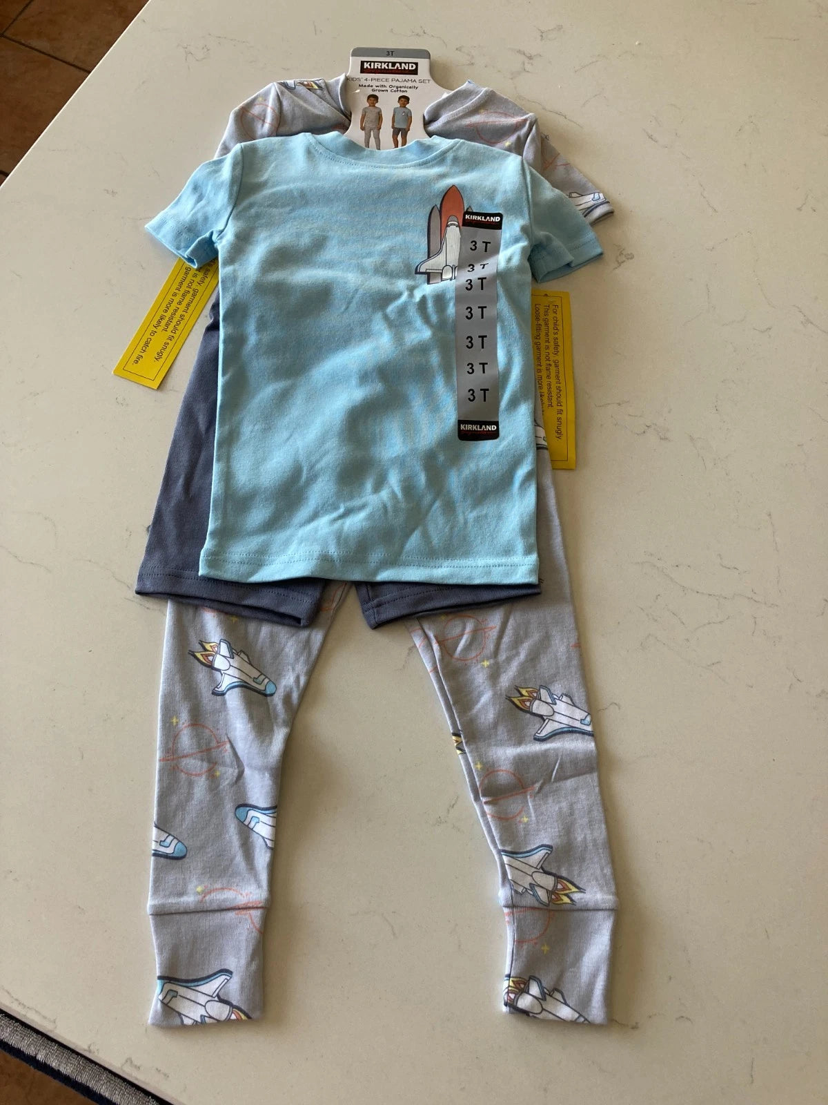 Kirkland Signature Boy's 4-Piece Pajama Set, Size: 3T, Made with Organic Cotton