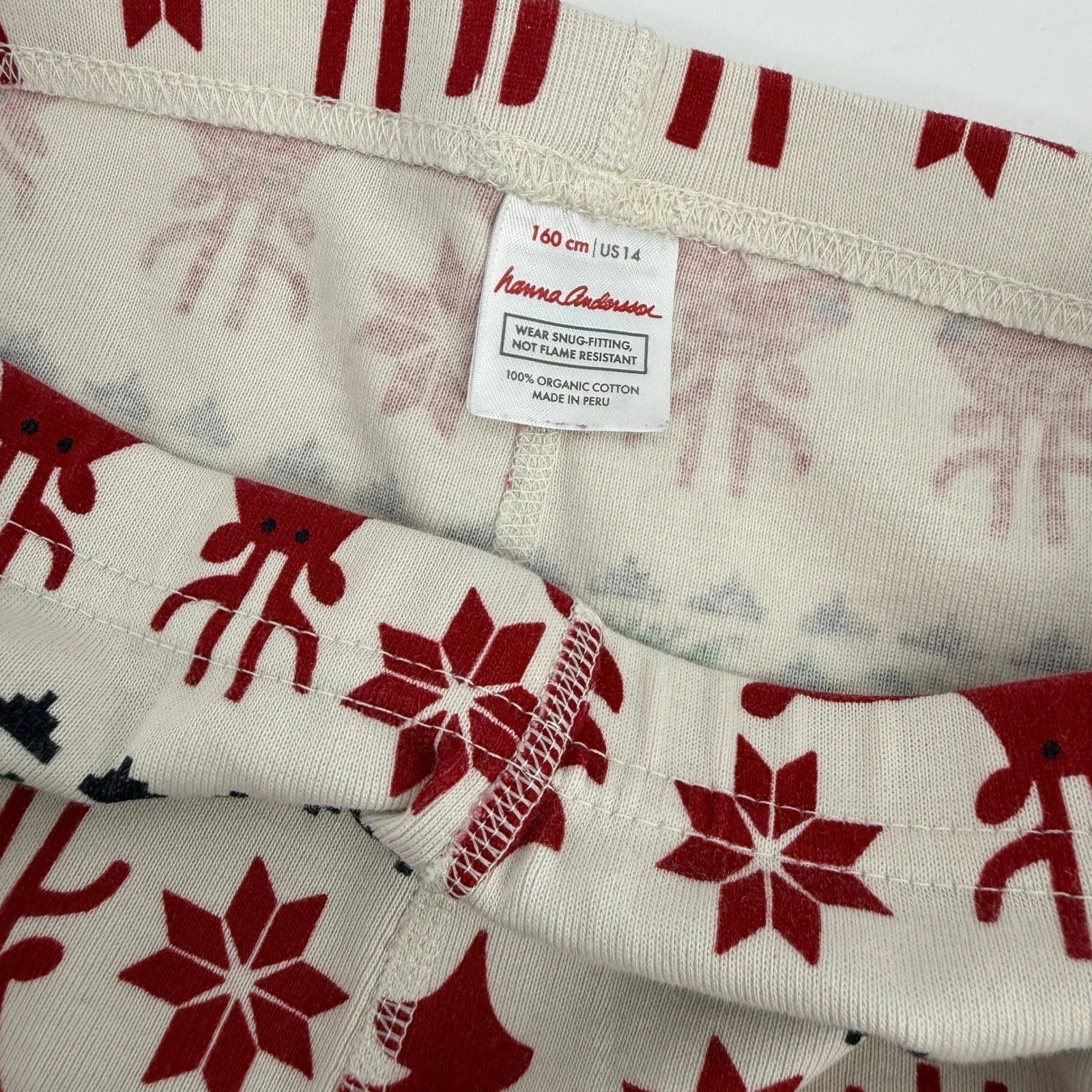 Hanna Andersson Christmas Reindeer Snowflakes Pajama Set Long Sleeve Top Pants