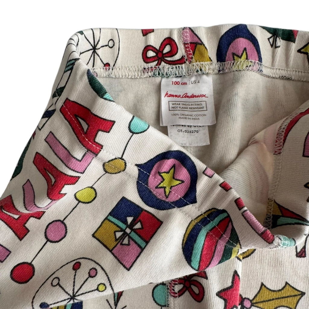 Hanna Andersson Falala Pajama Set Kids Size 4 Holiday Christmas Festive FLAWED