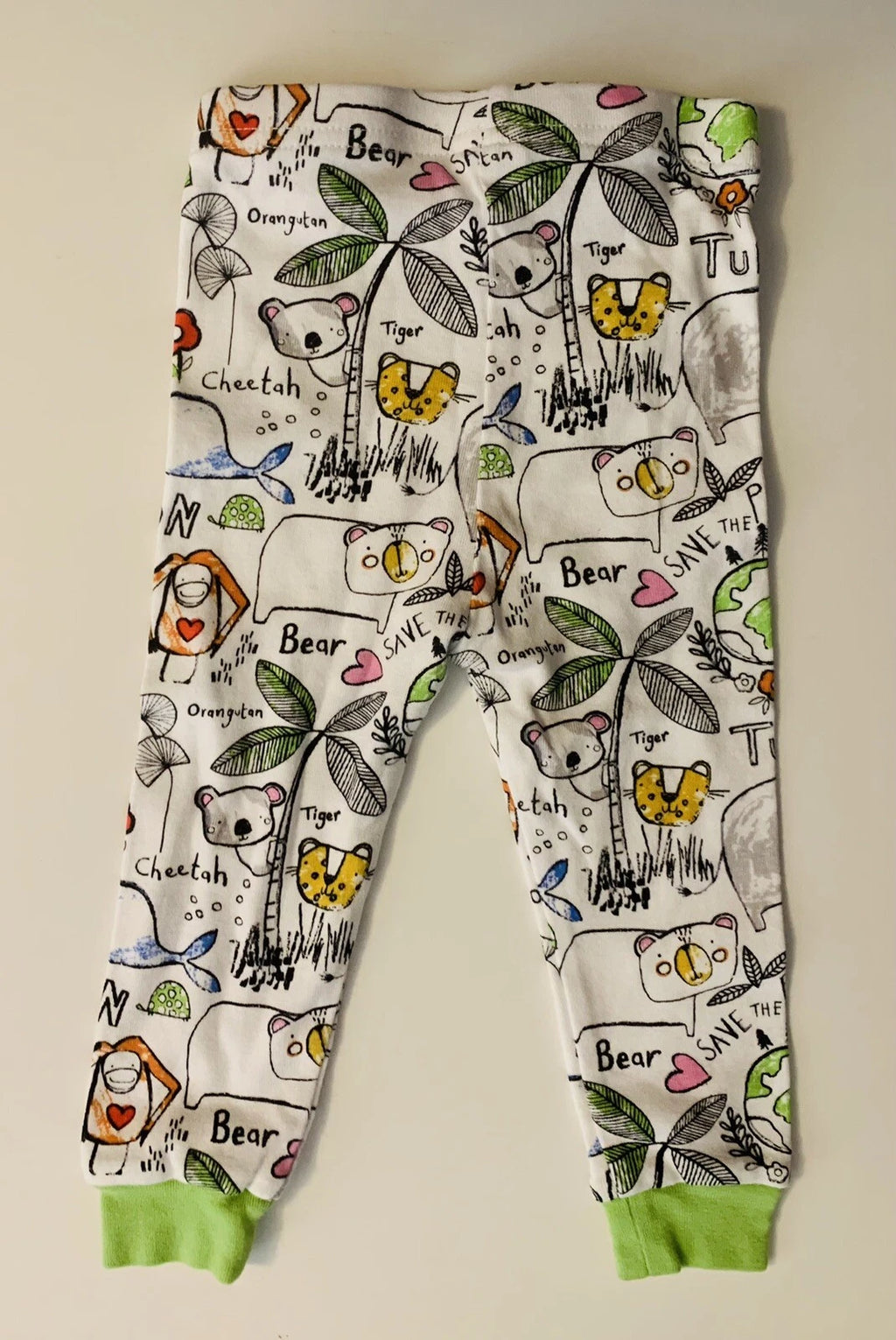 Children's Place PJ 9-12 month Pajamas top pants 2 pc set Save the Planet animal