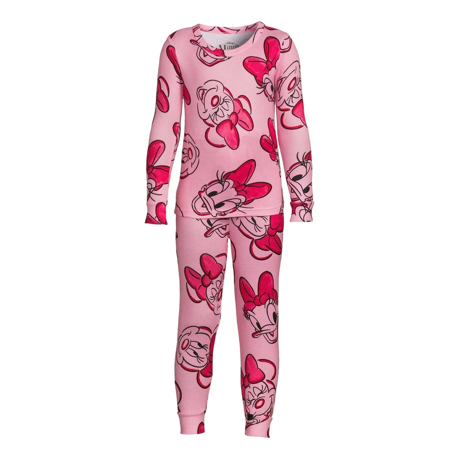 Disney Girls Minnie and Daisy Allover Print LS Top and Pants Pajama Set-Size 6