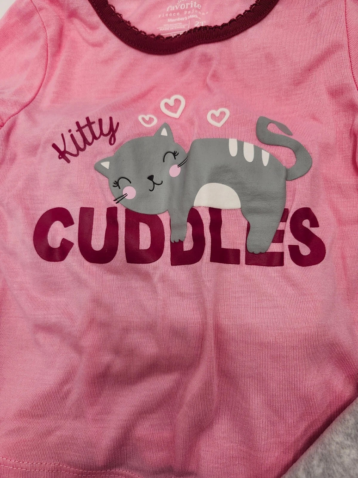 Member's Mark 5T  Girl’s Grey/Pink Fleece 3 Piece Pajama Set New!