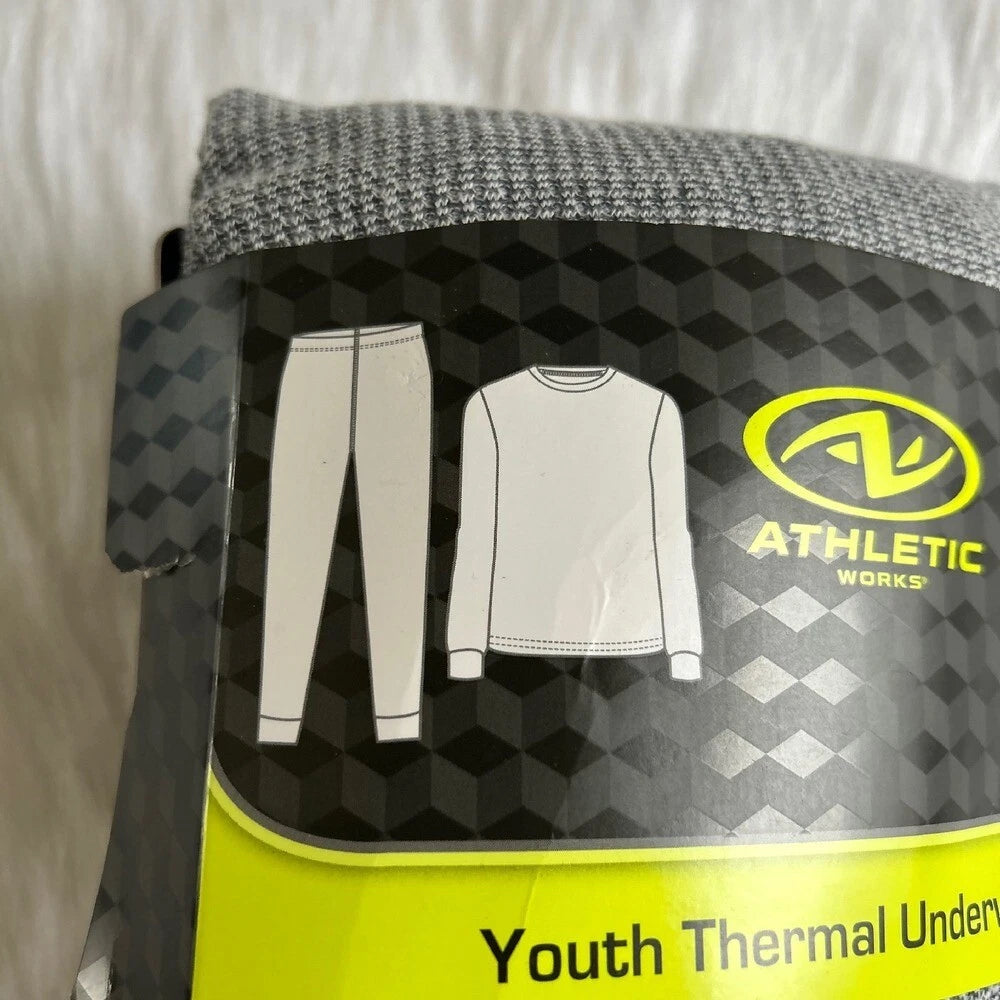 Athletic Works Two Piece Pajama Set Girls XXL (18) Grey Thermal Underwear Set